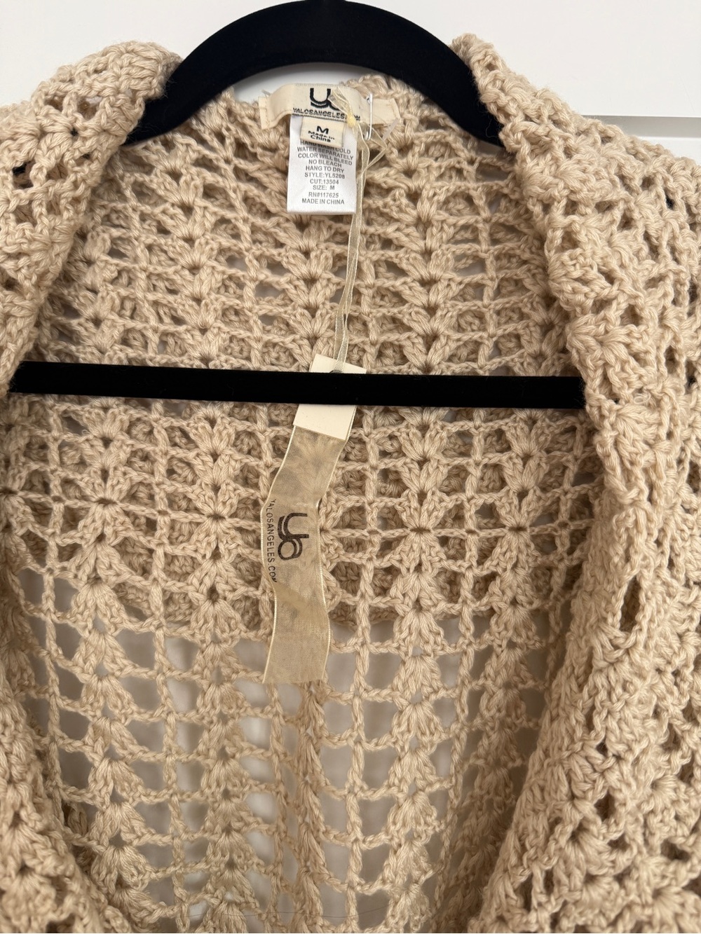 YA Los Angeles Crochet Knit Vest with Satin Tie Belt Medium - Picture 3 of 6